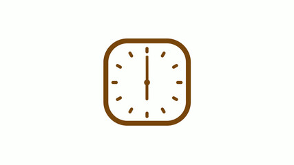 Orange dark square counting down clock icon on white background, New clock icon