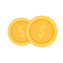 Coin cartoon vector on white background.