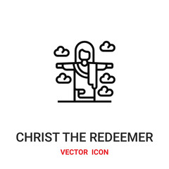 christ the redeemer icon vector symbol. christ the redeemer symbol icon vector for your design. Modern outline icon for your website and mobile app design.