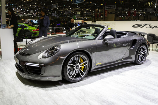 Porsche 991 Turbo Cabriolet GTSport 1 sports car by Techart at the 89th Geneva International Motor Show. Geneva, Switzerland - March 5, 2019.