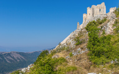 Fototapeta na wymiar Rocca Calascio, Italy - an amazing mountaintop castle used as location for movies like 