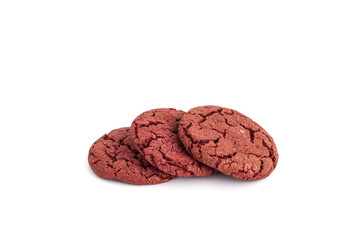 Cherry velvet cookies on a white background.