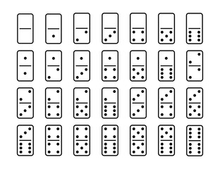 Dominoes. Domino tiles for games. Abstract concept 28 pieces for game