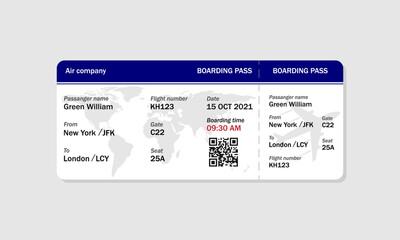 Boarding pass ticket template. Airplane ticket. Vector illustration
