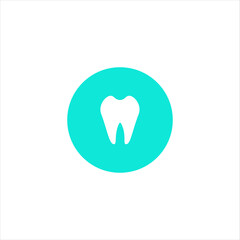 A healthy white tooth. Simple vector icon isolated. White silhouette on a blue background. The concept of dental care. Oral hygiene