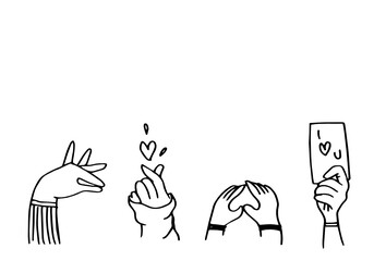 Applause hand draw with symbol love,illustration on white background.vector illustration. 