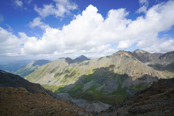 View of the Altai Valley, located among the summer mountains