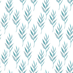 Floral seamless pattern with watercolor leaves. Botanical tile print for textile, wrapping, wallpaper, fabric,apparel.