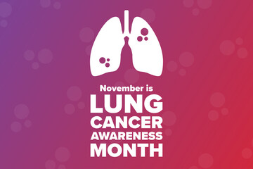 November is Lung Cancer Awareness Month. Holiday concept. Template for background, banner, card, poster with text inscription. Vector EPS10 illustration. .