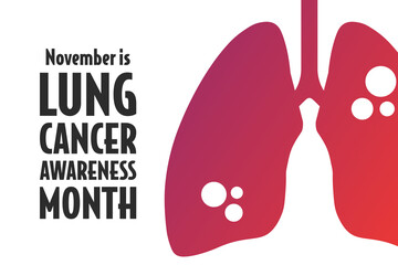 November is Lung Cancer Awareness Month. Holiday concept. Template for background, banner, card, poster with text inscription. Vector EPS10 illustration. .