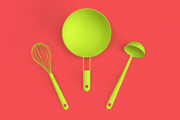 Minimalistic composition with kitchen utensils