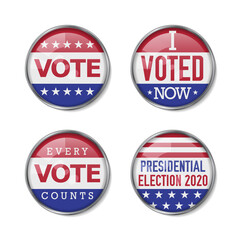 Voting badge realistic vector set