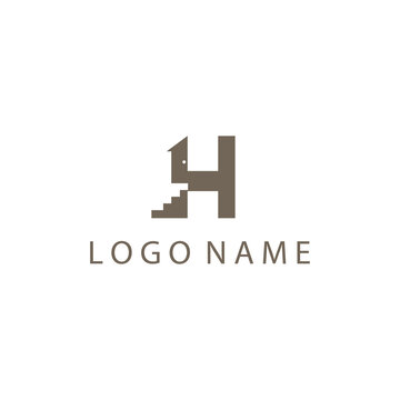 letter h creative logo simple color design vector illustration template