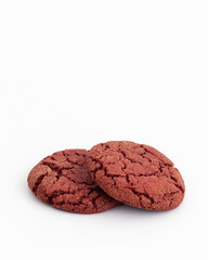 Cherry velvet cookies on a white background.