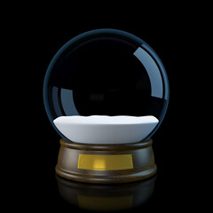 Snow globe on a black background. 3D illustration