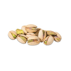 Composition of pistachios on the white background