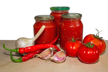 Hot tomato sauce with pepper and garlic