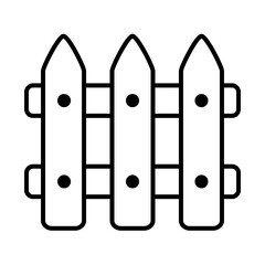 wooden fence icon, line style