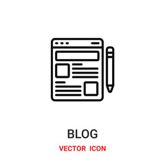Blog website vector icon. Modern, simple flat vector illustration for website or mobile app.Blog symbol, logo illustration. Pixel perfect vector graphics	