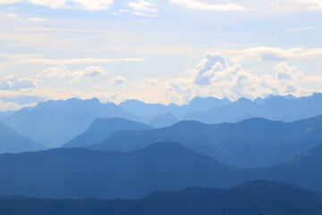 Fototapeta premium View over mountains (Bavarian Alps, Germany, from Herzogenstand)