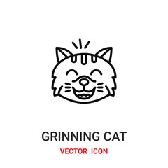 Grinning cat vector icon. Modern, simple flat vector illustration for website or mobile app.Cat symbol, logo illustration. Pixel perfect vector graphics	