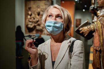 Woman Visiting Art Gallery Lifestyle Concept