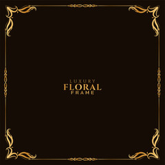 Golden floral frame design elegant classic background