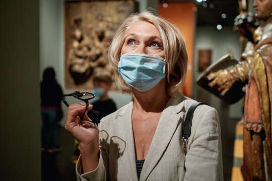 Woman Visiting Art Gallery Lifestyle Concept