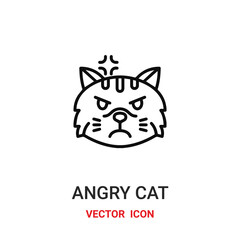 Angry cat vector icon. Modern, simple flat vector illustration for website or mobile app.Cat symbol, logo illustration. Pixel perfect vector graphics	