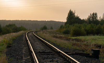 Fototapeta na wymiar railway in the field. Background