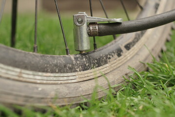 Pumping The Old Bicycl Close Up