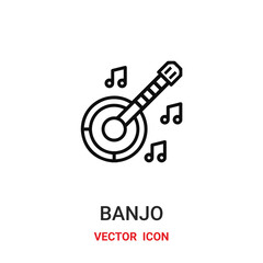 Banjo vector icon. Modern, simple flat vector illustration for website or mobile app.Banjo and guitar symbol, logo illustration. Pixel perfect vector graphics	