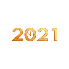 2021 with clock gold gradient style icon vector design