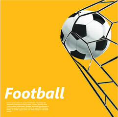 Football ball. Vector illustration soccer goal background yellow vector. Banner.