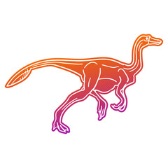 Gallimimus Dinosaur Vector illustration, Silhouette Design doodle style. Prehistoric Animal Graphic.