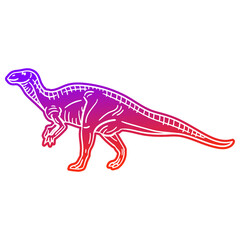 Iguanodon Dinosaur Vector illustration, Silhouette Design doodle style. Prehistoric Animal Graphic.