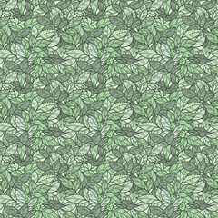 Obraz premium Jungle or forest leaves green seamless pattern vector design background.