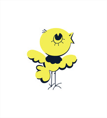Talking chicken bird. A cartoon drawing of a chicken with a black neck. Hand drawn isolated vector illustration.