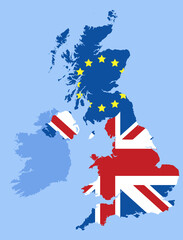 Map concept for Brexit and the UK/ Scotland divide.