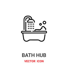 bath hub icon vector symbol. bath hub symbol icon vector for your design. Modern outline icon for your website and mobile app design.