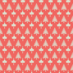 Christmas simple pattern with trees on a red background.