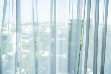 Curtain on window in morning 