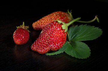 Strawberries on a black background