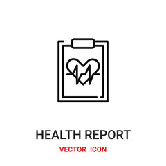 health report icon vector symbol. health report symbol icon vector for your design. Modern outline icon for your website and mobile app design.
