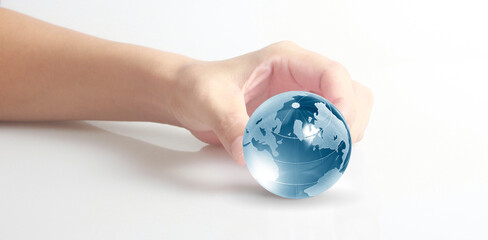Globe ,earth in human hand. Earth image provided by Nasa