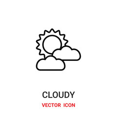 Cloudy vector icon. Modern, simple flat vector illustration for website or mobile app.Sun with cloud symbol, logo illustration. Pixel perfect vector graphics