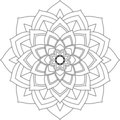 Obraz premium Easy Mandala coloring book simple and basic for beginners, seniors and children. Set of Mehndi flower pattern for Henna drawing and tattoo. Decoration in ethnic oriental, Indian style.