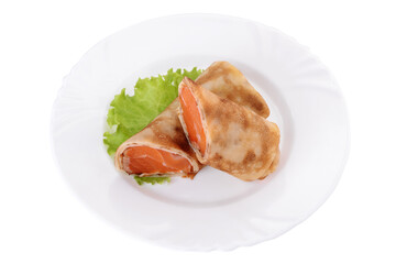 Pancakes with salmon