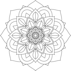 Easy Mandala coloring book simple and basic for beginners, seniors and children. Set of Mehndi flower pattern for Henna drawing and tattoo. Decoration in ethnic oriental, Indian style.