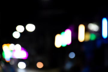 Bokeh of street light at night, blurred background.